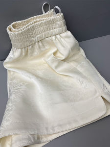 Embroidered Satin Plus Size Loose Fitting Short Pants