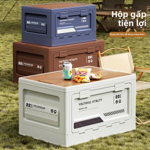 CORJANE | Hộp Lưu Trữ Dã Ngoại Gấp Đựng Nắp Gỗ