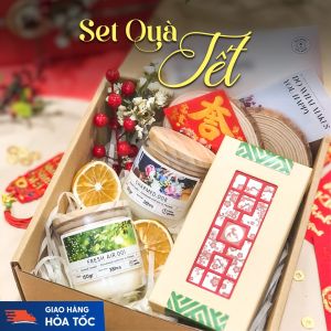 Set Quà Tặng Tết Sức Khỏe Với Nến Thơm Thư Giãn và Trà Thanh Nhiệt HENY GARDEN