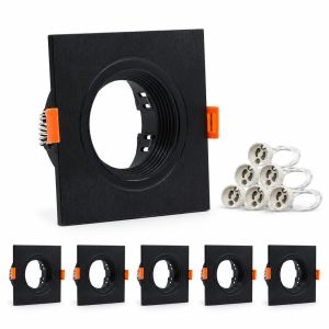 JOYINLED 6PCS Square Recessed Spotlight Frame with GU10 Lamp Holder Adjustable 75mm Cutout Aluminium Ceiling Downlight Fixture