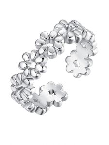 925 Sterling Silver Open Toe Ring Womens Flower Design Simple Bohemian Style Foot Jewelry Korean Fashion Ring Band