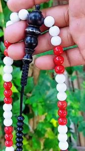 Tasbih Batu Karang Putih Kombinasi Batu Read Koral Marjan Ukuran 10mm - Motif Muslim
