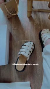 Dép Sục Nữ Quai Nan Da Mềm Phối Khóa Đế Nhựa 4PH Nhẹ Êm (Chân to tăng size)