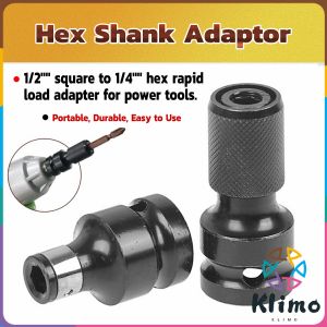 KLIMO Hex Shank Adaptor Quick Release Impact Driver Electric Wrench Conversion Kit Quick Change Socket Adapter 1/2 to 1/4