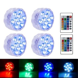 10 LEDs RGB ใต้น้ําไฟ Submersible Night โคมไฟแบตเตอรี่ขับเคลื่อนสวนกลางแจ้งสระว่ายน้ําสําหรับแจกันงานแต่งงาน