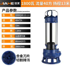 Stainless Steel Sewage Pump High Flow Sludge Poo Extractor for Septic Tank Farm Animal Waste Extraction Irrigation