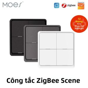 MOES 4 Băng Đảng Tuya Không Dây ZigBee 12 Cảnh Công Tắc Nút Nhấn Điều Khiển Chạy Bằng Pin Tự Động Hóa Kịch Bản Cho Tuya Thiết Bị