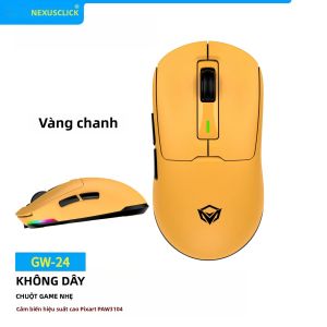 Chuột Không Dây Siêu Nhẹ NexusClick GW24 62g Ba Chế Độ 8000DPI 45IPS Cảm Biến PAW3104 Đèn Nền RGB Dành Cho Thể Thao Điện Tử Và Chơi Game