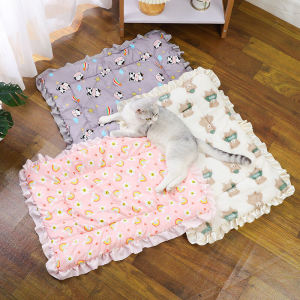 Two-sided Pet Sleeping Mat Lace Warm Thick Pet Floor Mat Autumn and Winter Dog House Mat Cat Sleeping Bed Blanket