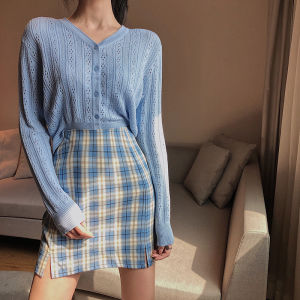 Plus-Size Preppy Style Fashion Tape Slim Looking JK Skirt Plus Size Ladies High Waist Bodycon Dress A- line Skirt BM Gingham Short Skirt