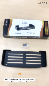 Rectangle Basket Alfiro 02 BK - Rak Kamar Mandi Anti Rust Kuat tahan Lama