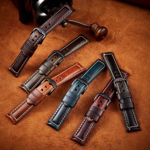 Zhangeer New High Quality Genuine Leather Watch Strap 20mm 22mm 24mm 26mm Watchband  Men Watch Band Oil Wax Cowhide Leather Strap Mens Retro Watch Belt Watch accessories