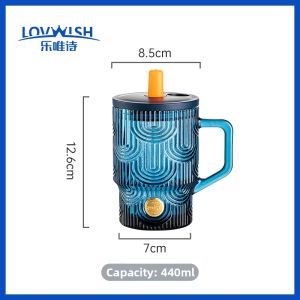 NERVISHI | Glass Straw Cup with Lid Coffee Cup