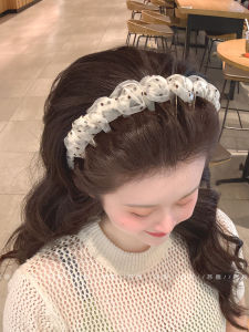 Womens Fashionable Polka Dot Mesh Hairband High Hairline Beautiful Hair Clip Elegant Sensation Outer Wear Hairband