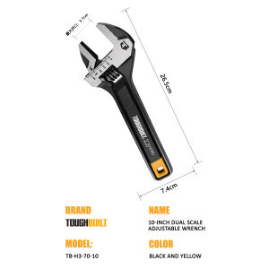 TOUGHBUILT British Metric Precision Double Scale Adjustable Wrench 8-Inch and 10 inch Adjustable Wrench TB-H3-70-08 TB-H3-70-10