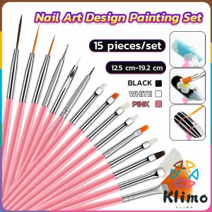KLIMO Professional Nail Art Design Painting Set 15 pcs Acrylic Oil Watercolors Artist Paint Brushes