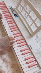 PlayPark 61 Key Folding Electric Keyboard for Kids Portable Piano Keyboard Toy with Microphone Multi Function Musical Instrument for Beginners