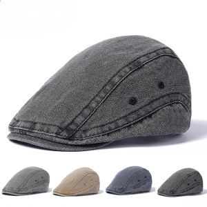 2026 New Styles Spring and Summer Retro Distressed Denim Mens Beret British-style Womens Visor Newsboy Cap and Painters Hat