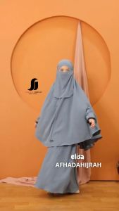 Afhadahijrah - Gamis anak perempuan set cadar Elisa cringkle air flow milo baju dan hijab syari free niqab