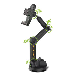 Long Arm Car Phone Mount 360-Degree Rotation Strong Suction Cup Windshield & Dashboard Holder for Secure Mobile Device Placement
