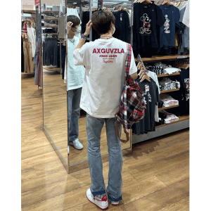 New 2024 Mens Loose Fit Cotton T-Shirt Short Sleeve Casual Style Street Fashion Brand Heavy Shoulder Top for Summer