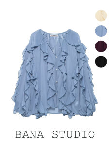 BANA plus Size V-Neck Long Sleeve Chiffon Shirt Women Spring Loose Fit Straight Tube Blouse Button Closure Casual Office Wear