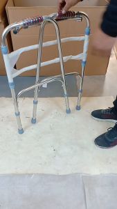 【COD】Stainless Steel Curve Handle Lightweigh Walker 2 in 1 Foldable Walking Sticks Adjustable Lightweight Walking Frame Rollator Walker with Seat Medical Walking Aids Folding Crutch Cane