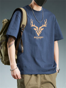 Pure Cotton Mens T-Shirt Summer Casual Loose Fit Short Sleeve Embroidered Fashionable Half Sleeve Top Breathable Urban Style