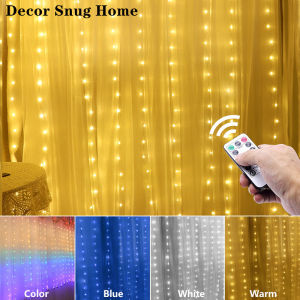 【Free Shipping】2M/3M LED Stars Curtain Fairy String Light USB String Window Lights Garland for Wedding Home Party Xmas Decor Remote Control