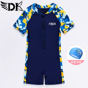 Quick Dry Childrens One Piece Swimsuit DK Boys Swimwear Sun Protection Cute Cartoon Design for Little Kids New 2025 Model