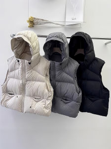 Autumn Winter New Down Vest Hooded Loose Short Padded