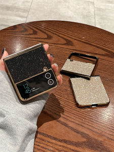 Applicable to Samsung Zflip4 Phone Case Z Flip3 Foldable Screen W23flip Heart All-Inclusive Drop-Resistant 4 Generation Classy Electroplating Network Red Glitter Womens Young Adult Ultra-Thin Matte Protection Classy