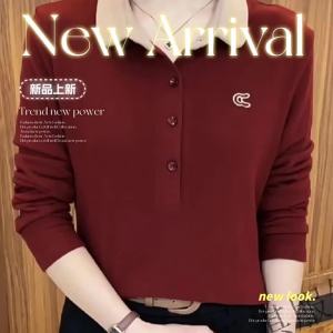 QIAOXIZI | Slimming Long Sleeve Polo Shirt for Plus Size Women