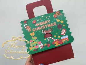 กล่องของขวัญ ทรงบ้าน ใส่แอปเปิ้ล ใส่ขนม คุ้กกี้ ของขวัญวันคริสต์มาส กระดาษหนามาก พร้อมส่ง