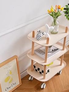 Silent Storage Trolley Solid Birch Wood Shelf