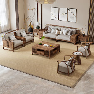 New Chinese Style Solid Wood Sofa Combination Modern Simplicity Villa Living Room White Bassin Wood Storage Furniture