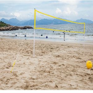Portable Foldable Recreational Beach Volleyball Net Rack Grass Beach Outdoor Sports Set Including Tire Pump