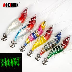 1pc Glow Simulation Shrimp Fishing Lure Jumping Shrimp Fishing Lure Saltwater Cuttlefish Fishing Accessories Squid Jig Lure