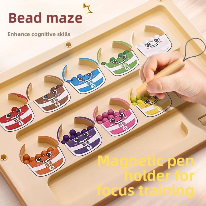Focus Baby Sign Language Magnetic Maze Bead Toy Focus Training for Babies 2-3 to 6 Years Old ...