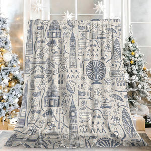 Beast Kingdom | London Landmark City Line Art Flannel Blanket Soft Fuzzy Plush Cozy Lightweight Throw for Sofa Bed Couch Home Decor