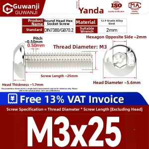 GUWANJI | High-Strength Hexagon Head Nickel-Plated Screws
