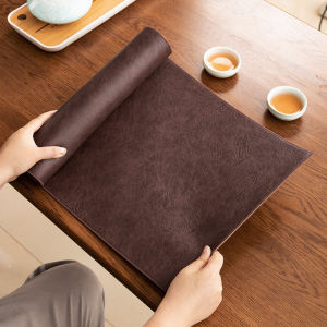 Leather Table Flag Chinese Zen Style Tea Table Mat Long Strip Waterproof Tea Ceremony Pad Cowhide Tablecloth Home Textile