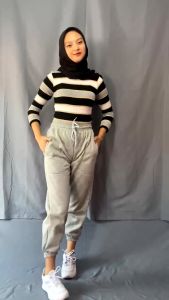 Celana Jogger Slimfit Dewasa Bahan Babyterry Tebal Saku Resleting