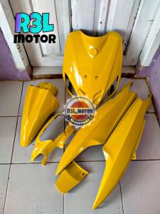 full set cover ful body halus Yamaha Mio sporty kuning plus striping 2006 api