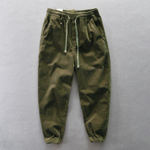 American Style Fleece Lined Thick Mens Casual Pants Autumn Winter High Waist Long Pants Youth Trendy Loose Fit Trousers