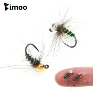 6pcs #16 Tungsten Bead Head CDC Hackle Jig Nymph Fly Fast Sinking Hares Ear Dub Body Wet Euro Nymph Fly Trout Fishing Lures