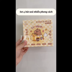 Bộ 4 Bút Xóa Kéo Mini Nhiều Kiểu Dáng – Mực Trắng Nhanh Khô Xóa Sạch Gọn Gàng LIM CAPY