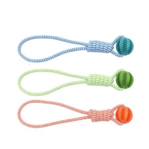 XMSJ | 1PCS Pet Ball Toy with Rope Rubber Leaking Balls Toy for Small Large Dogs Puppy Chewing Bite Resistant Toys Dog Accessories.