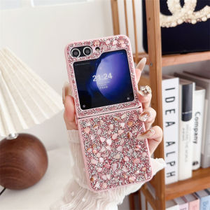 Designed for Samsung Galaxy Z Flip 5 Z FLip 6 Z Flip 4 FLIP3 CaseGirly Women Glitter Bling Bumper Shockproof Phone Case Ultra-Thin Hard PC Back Soft TPU Frame Cover for Samsung Z Flip 5 5G
