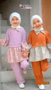 Mysha Kids Muslimah - Setelan Anak Perempuan Aghnia Model Vest Bahan Rib Knit Usia 2-10 th